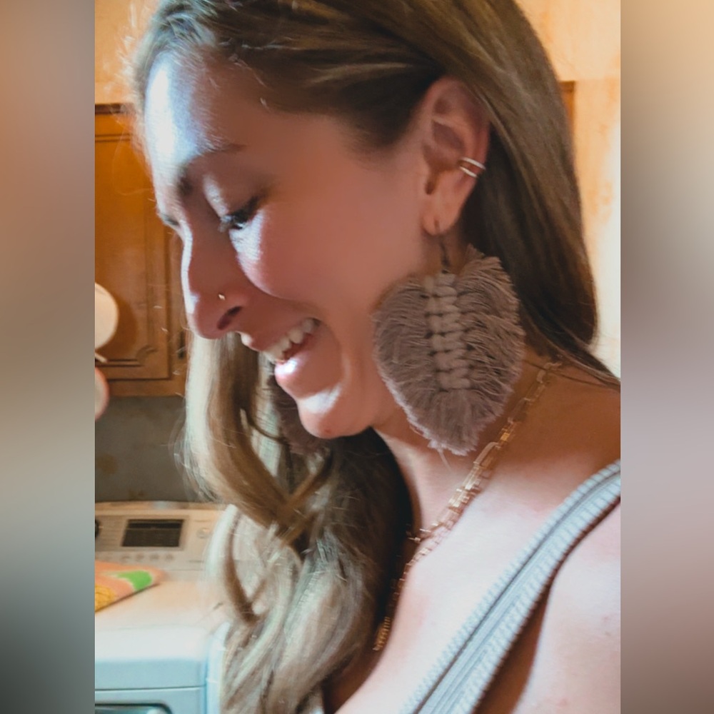 Boho Taupe Tassel Earrings